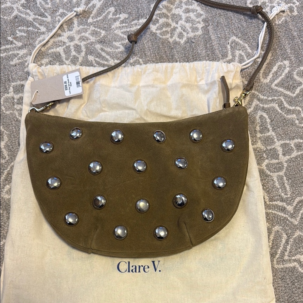 Clare V Lune Oat Suede Studded Bag